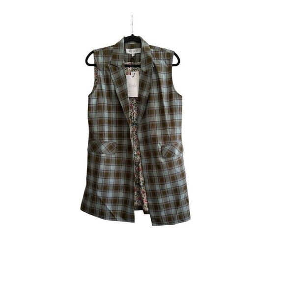NWT  Buru Womens Sage Plaid Open Front Vest Size XS - Picture 4 of 10